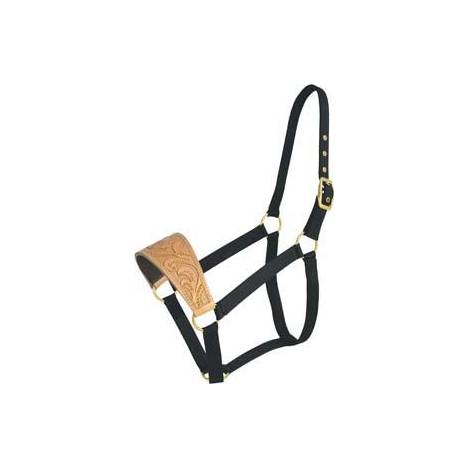 Abetta Nylon Halter with Floral-Tooled Leather Noseband