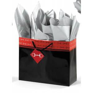 CYBER BOGO: Polished Bits Horizontal Vogue Gift Bag - Black/Red - YOUR PRICE FOR 2