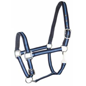 Gatsby Suede Padded Nylon Halter - Cob - Navy & Light Blue with Brown
