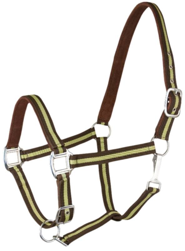 402089-BrnAppleHorse Gatsby Suede Padded Nylon Halter sku 402089-BrnAppleHorse