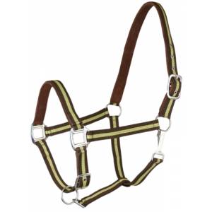 Gatsby Suede Padded Nylon Halter - Cob - Brown & Green with Brown Padding