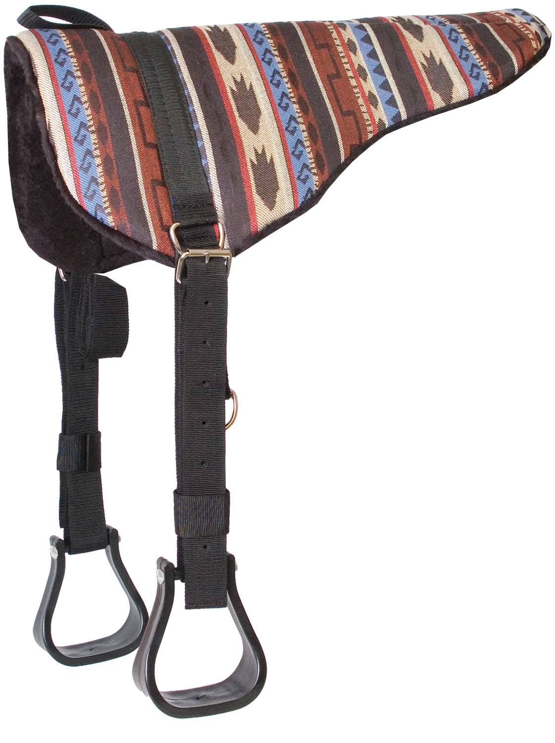 Mustang Sierra Herculon Bareback Pad with Black Fleece Bottom and Stirrups