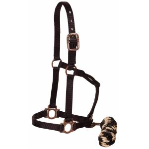 Mustang Antique Dot Halter with 8' Lead Rope