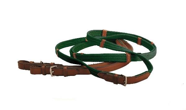 Tory Leather Web Rein with Leather Hand Stops