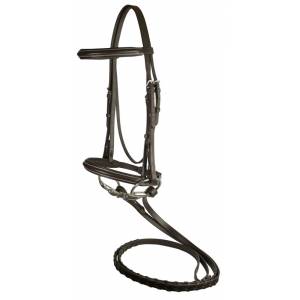 Da Vinci Plain Raised Padded Bridle with Flat Laced Reins - GET 60% OFF on any $109 order