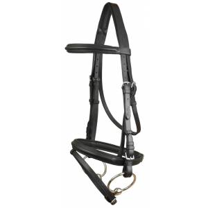MEMORIAL DAY BOGO: Da Vinci Plain Raised Padded Comfort Crown Dressage Bridle with Flash less Reins - YOUR PRICE FOR 2