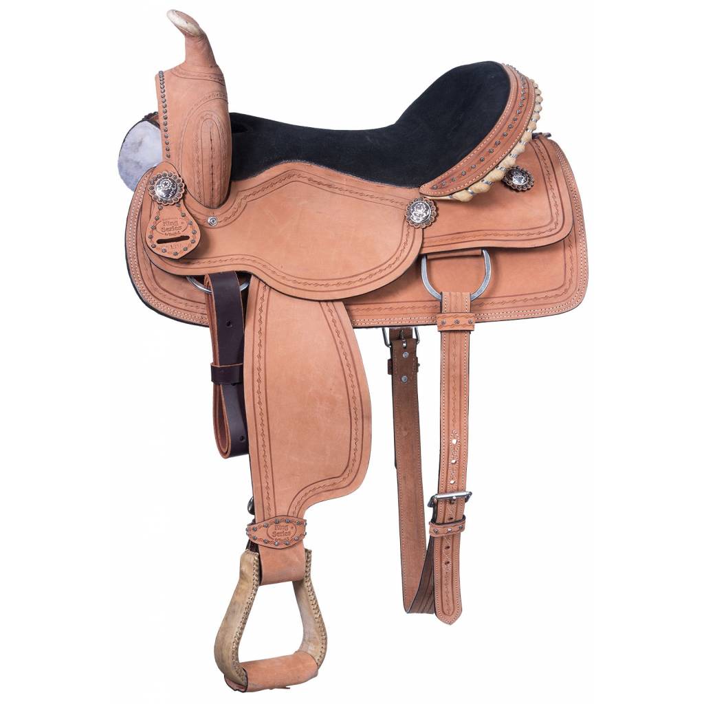 King Series Cowboy Saddle with Barbwire Tooling