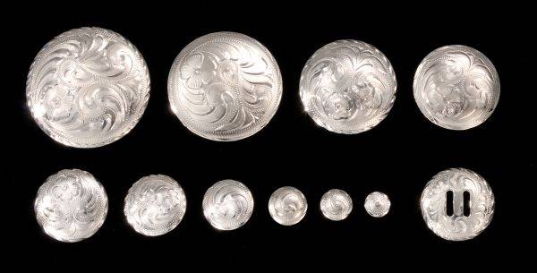 Royal King Bright Cut Edge Low Dome Wood Screw Concho