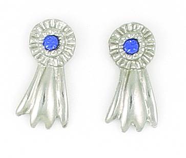 Finishing Touch Large Blue Ribbon Pierced Ear - Silver