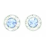Finishing Touch Crystal Rondelle Earrings - Light Sapphire - Rhodium