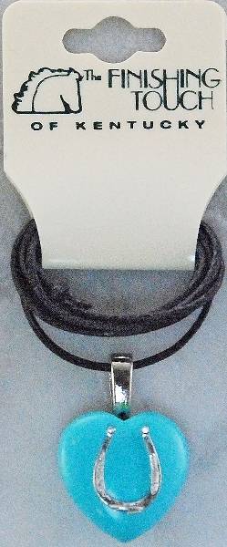Finishing Touch Heart with  Horseshoe and Bali Cord Necklace - Turquoise