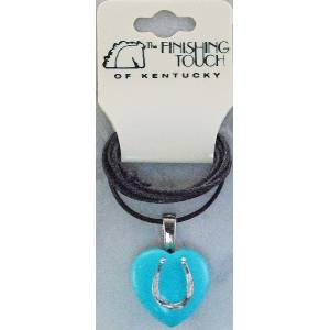 Finishing Touch Heart with  Horseshoe and Bali Cord Necklace - Turquoise