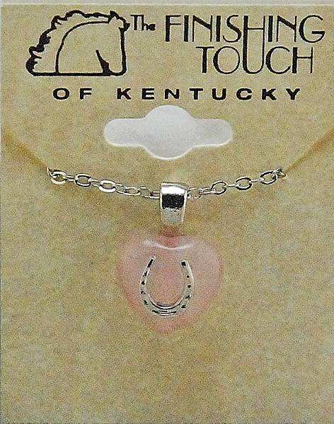 Finishing Touch 12 mm Heart with  Horseshoe Necklace - Rose Quartz