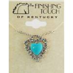 Finishing Touch Turquoise Puff Heart Framed with  Swarovski Crystal Heart Necklace
