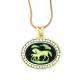 Finishing Touch Swarovski Crystal Stone Mare and Foal Cameo Necklace - Black Onyx