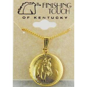 Finishing Touch Engraved Quarter Horse Head On Round Locket