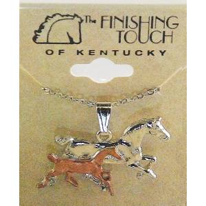 Finishing Touch 2-Tone Bob Tail Mare And Foal Pendant