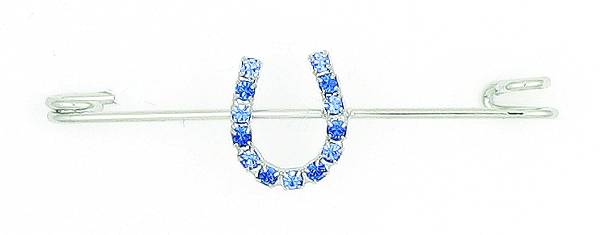 Finishing Touch Blue 2-Tone Rhinestone Horseshoe Stock Pin