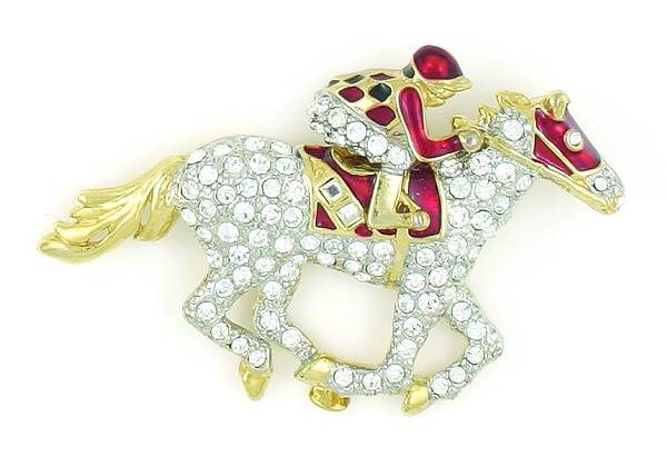 Finishing Touch Pave' Thoroughbred Racer Pin - Red