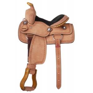 King Series Youth Cowboy Saddle with  Barbwire Tooling Package