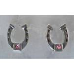 Finishing Touch Horseshoe with  Pink Stone Post Earrings
