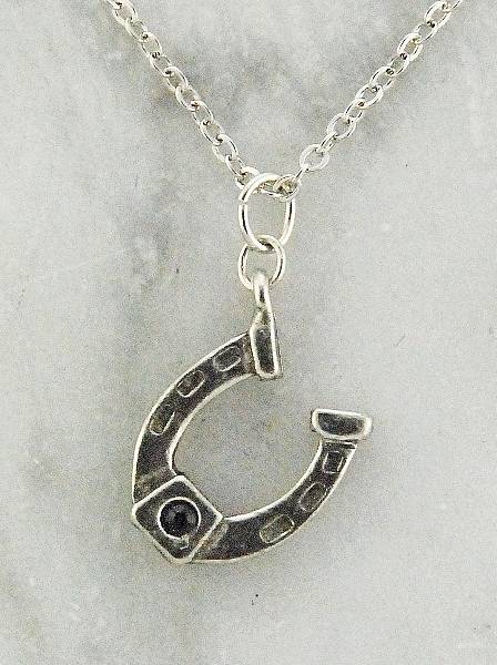 Finishing Touch Horseshoe Stone Necklace - Black