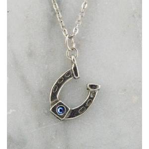 Finishing Touch Horseshoe Stone Necklace - Sapphire