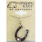 Finishing Touch Horseshoe with  3 mm Stone Necklace - Pink Mussel