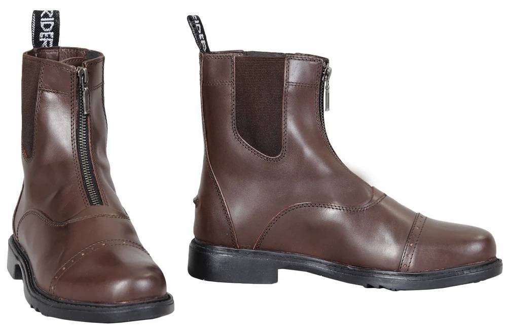 TuffRider Kids Baroque Front Zip Paddock Boots with Metal Zipper