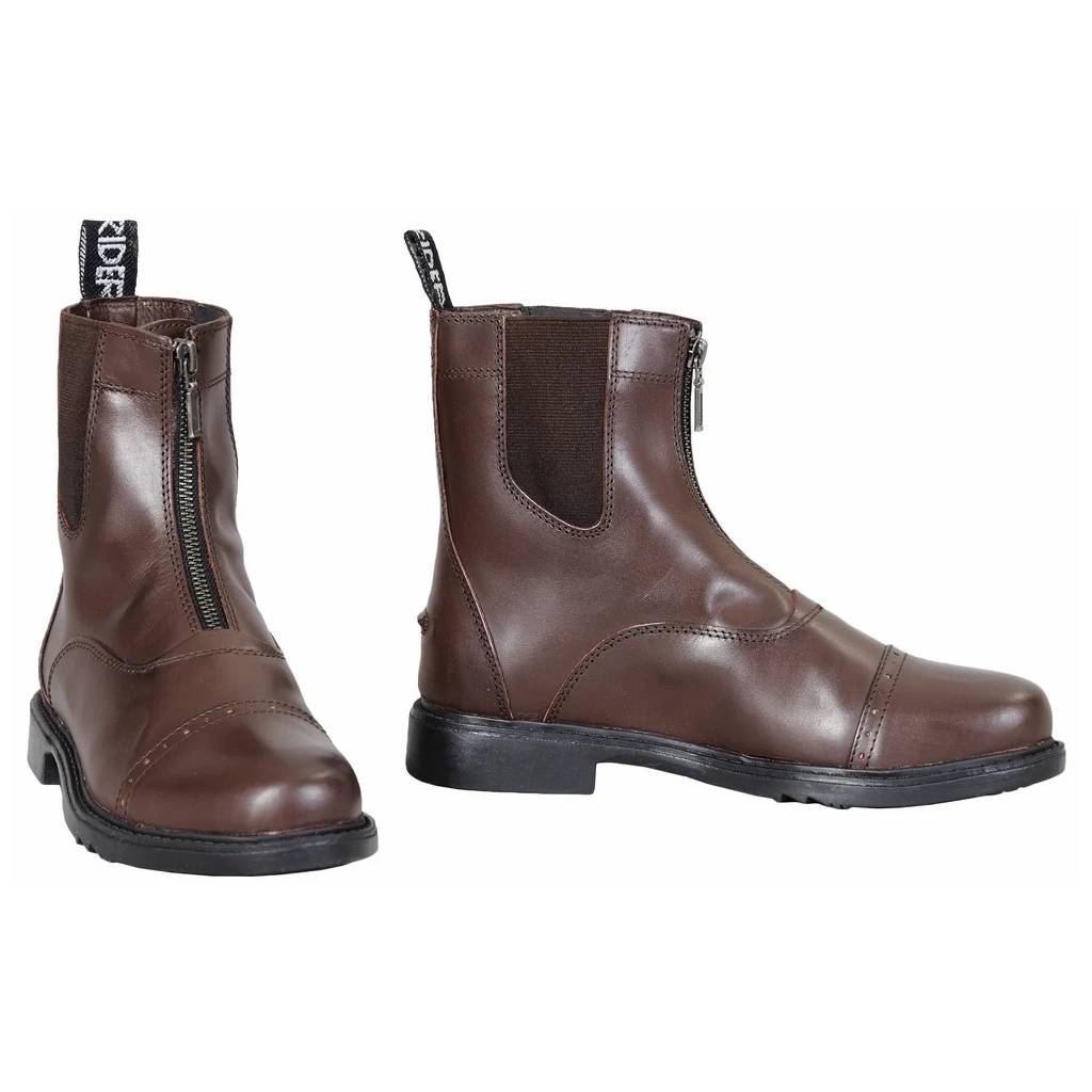 TuffRider Mens Baroque Front Zip Paddock Boots with Metal Zipper