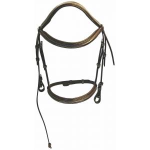 Henri de Rivel Pro Mono Crown Fancy Bridle with Patent Leather Piping and Laced Reins