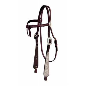 Tory Leather Old West Oklahoma Knotted Brow Headstall with  Wide Buckaroo Cheeks