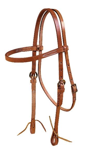 Tory Leather Browband Single Ply Headstall - Tie Ends