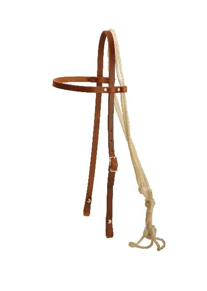 Tory Leather Headstall - Braided Nylon Rope Fiador