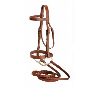 Tory Leather Heavy Duty Fox Hunt Bridle With  Laced Reins & Hook & Stud Ends - Oakbark - Oversize
