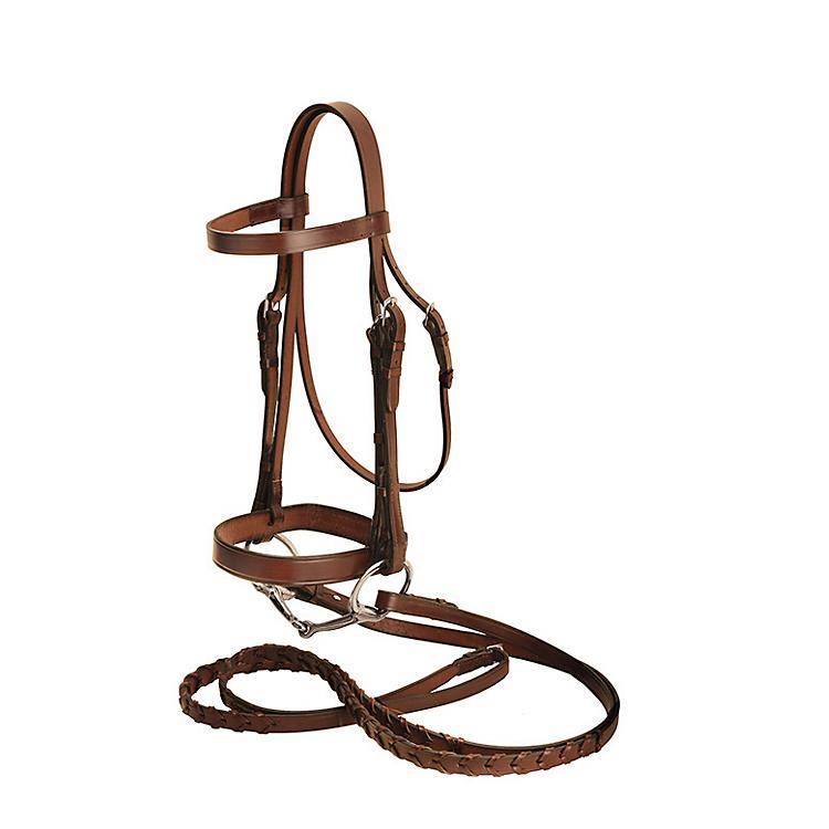 Tory Leather Heavy Duty Fox Hunt Bridle With  Laced Reins & Hook & Stud Ends