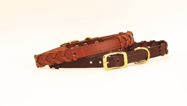 Tory Leather Laced Leather Dog Collar With Name Plate Space