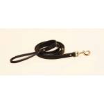 Tory Leather Plain Creased Leather Leash with  Rolled Handle & Nickel Hardware