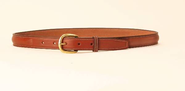 TORY LEATHER 1-inch Raised Leather Belt with Brass Buckle