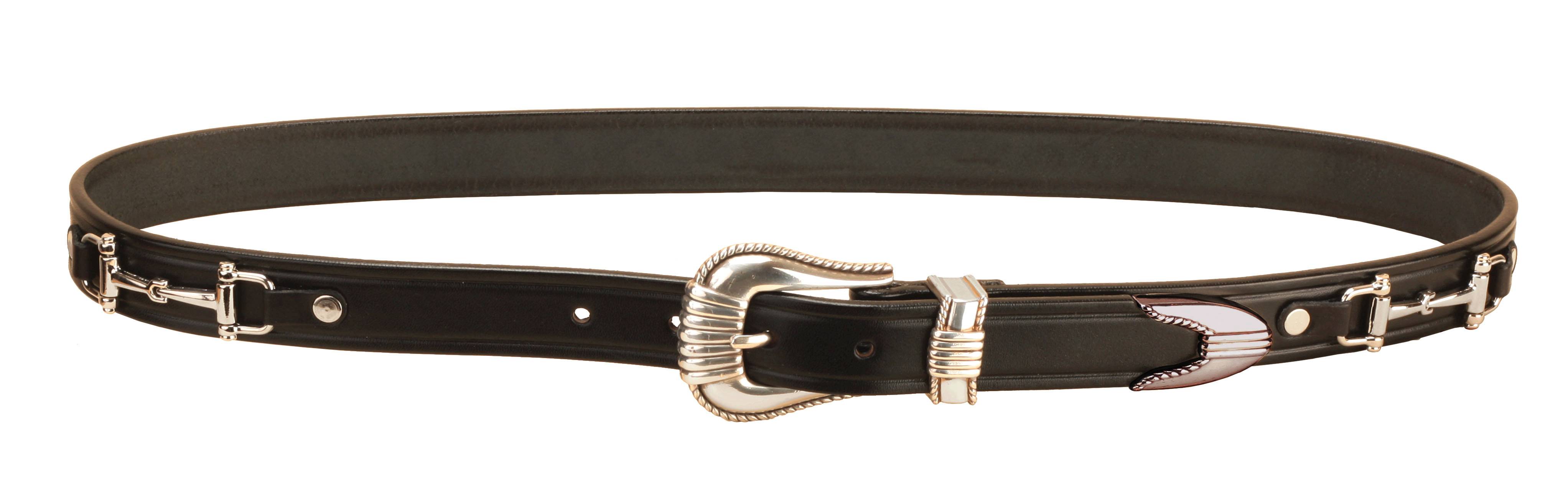 Tory Leather Silver Snaffle Bits Belt & 3-Piece Buckle Set