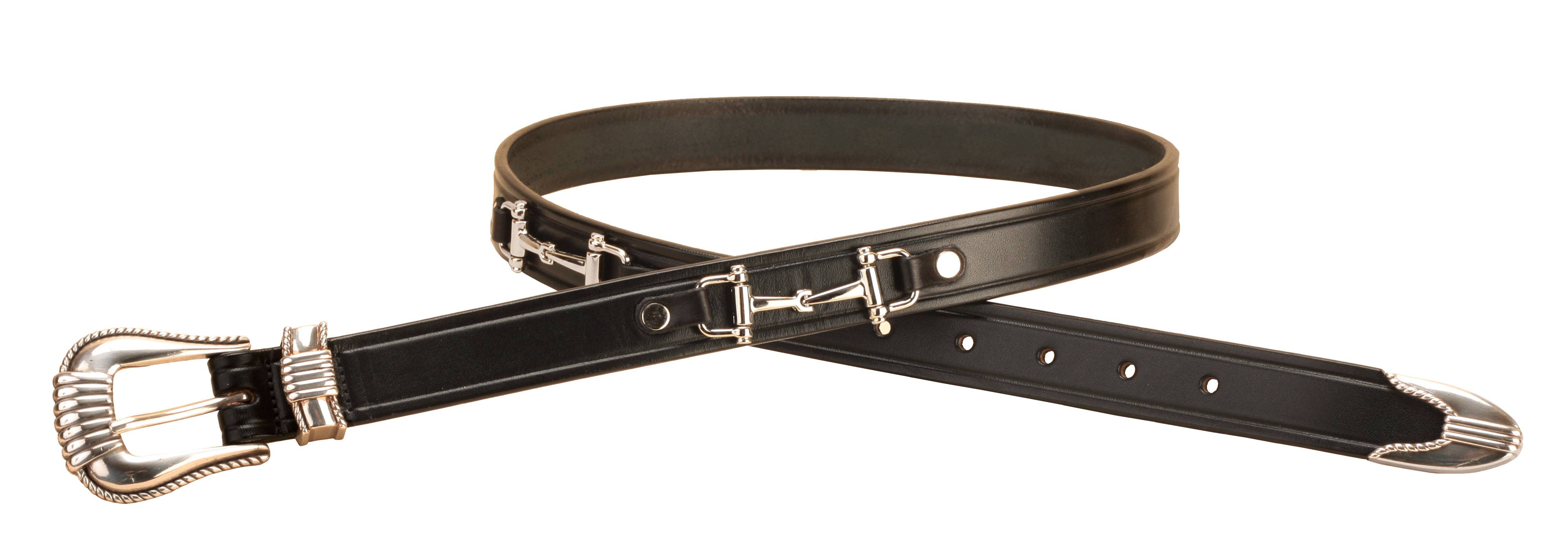 Tory Leather Silver Snaffle Bits Belt & 3-Piece Buckle Set