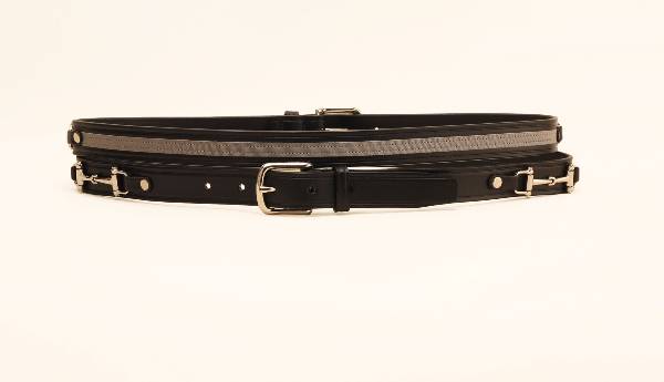 TORY LEATHER 1-inch Belt with  Ribbon & Snaffle Bits