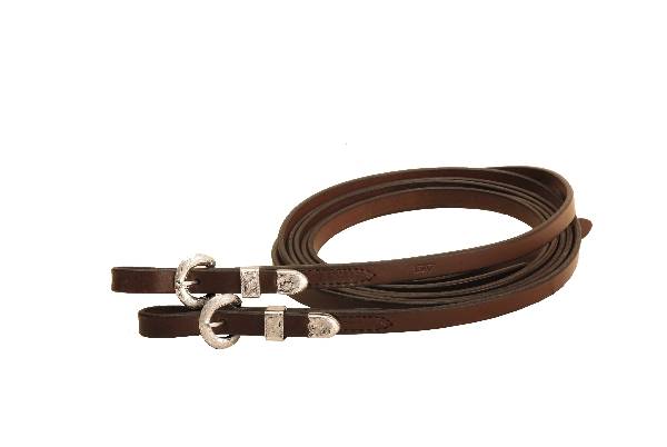 Tory Leather Single Ply Split Reins - 3-Piece Silver Buckle Set