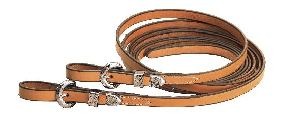 Tory Leather Single Ply Split Reins - 3-Piece Silver Buckle Set