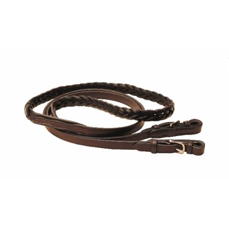 Tory Leather Braided Roping Reins - Nickel Buckle Ends