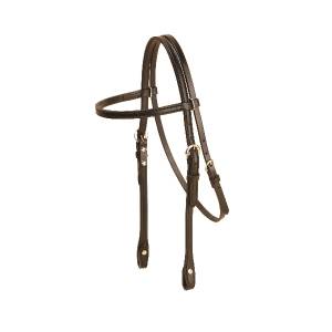 Tory Leather Pony Brow Band Headstall - Double Crown Buckles