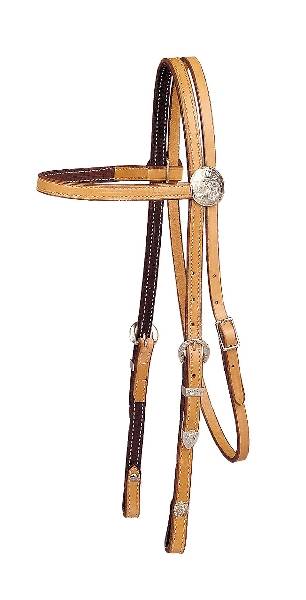 Tory Leather Brow Band Headstall - 3-Piece Silver Buckle Set
