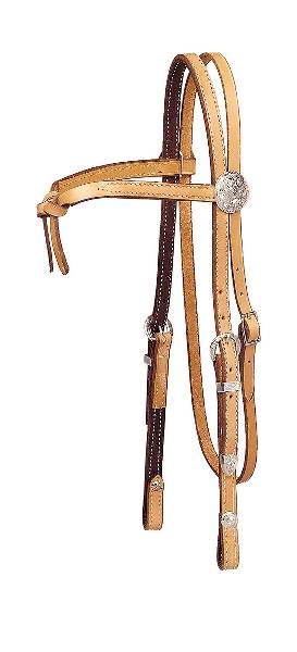 Tory Leather Brow Knot Headstall - 3-Piece Silver Buckle Set