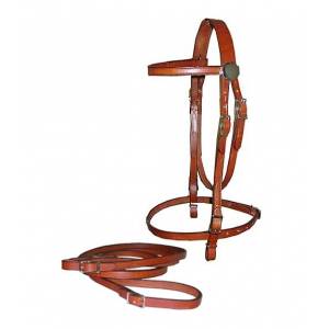 Tory Leather Browband Bridle & Reins Filling - Buckle Bit Ends
