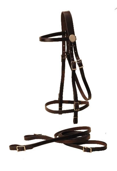 Tory Leather Browband Bridle & Reins Filling - Buckle Bit Ends